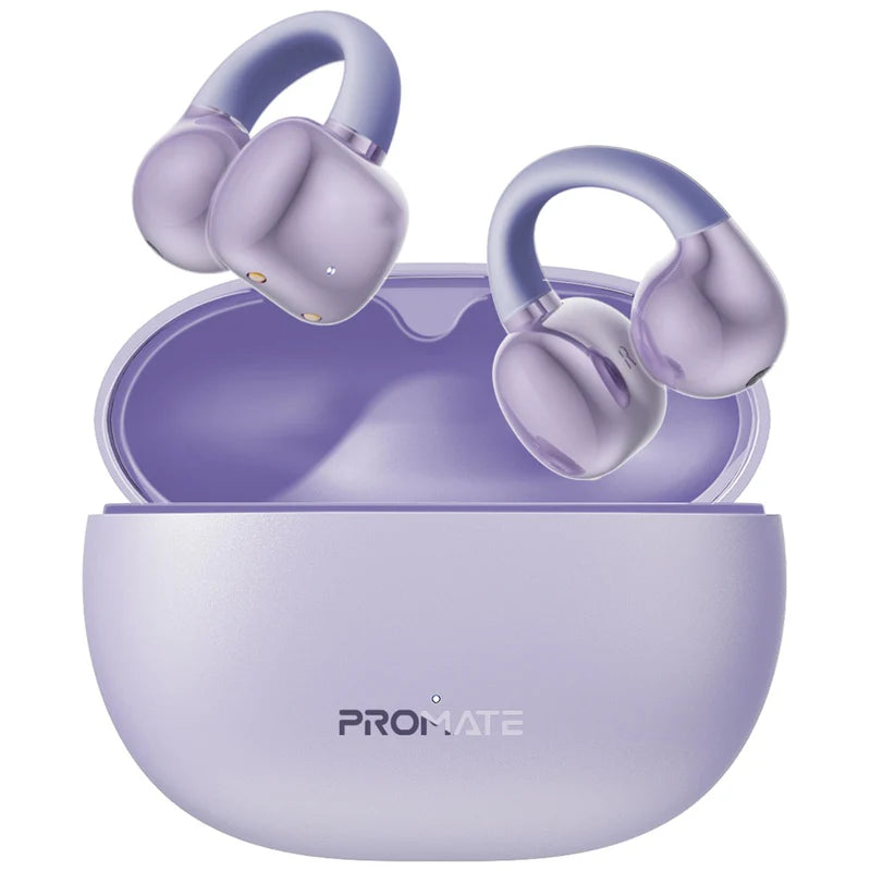 Promate AirClip Purple Open-Ear Clip-On TWS Earbuds Bluetooth 5.4 6959144066868