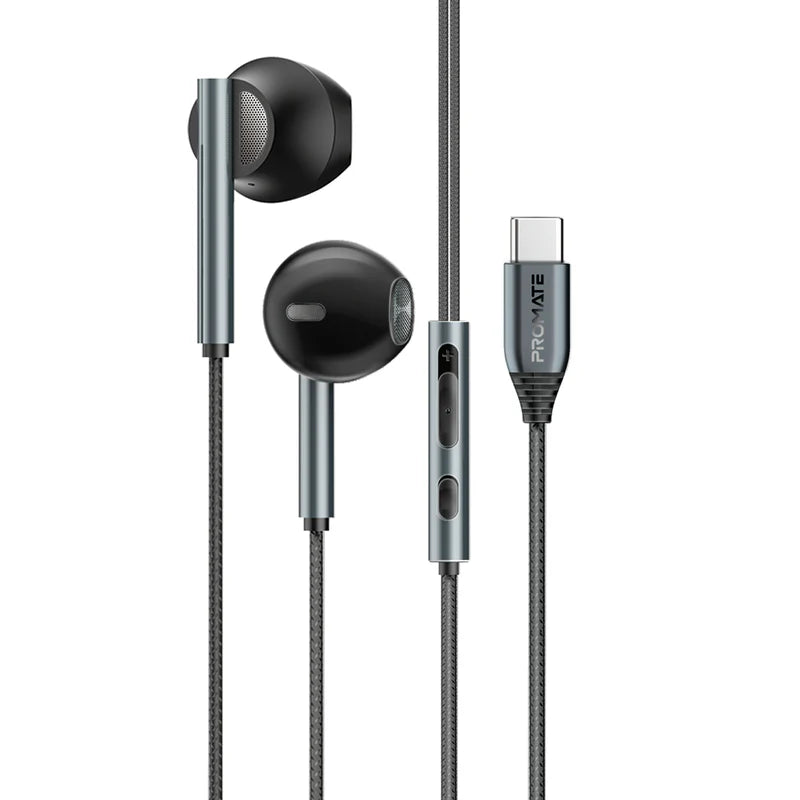 Promate Laxi-S Black USB-C Wired Earphones LAXI-S.BLACK 6959144069067
