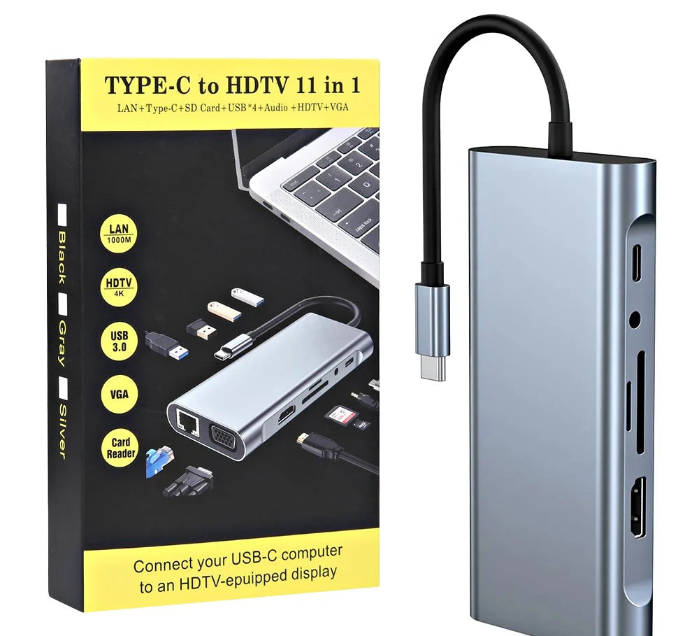 USB-C 11-in-1 Multiport Adapter HDMI 4K LAN RJ45 USB Hub