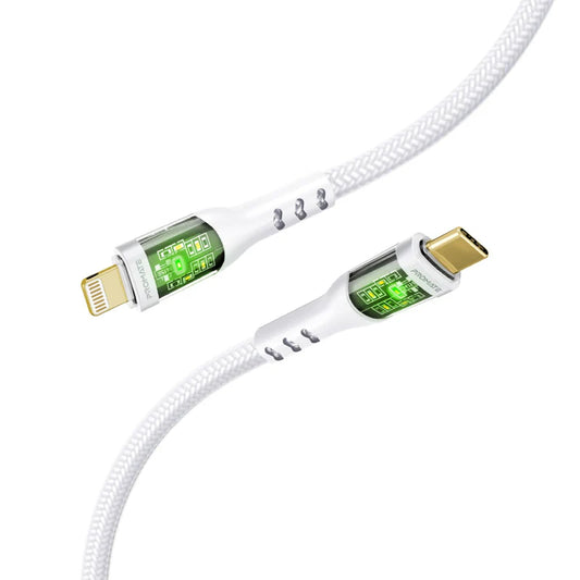 Promate TransLine-CI White USB-C to Lightning 27W LED Cable TRANSLINE-CI.WHITE 6959144062969