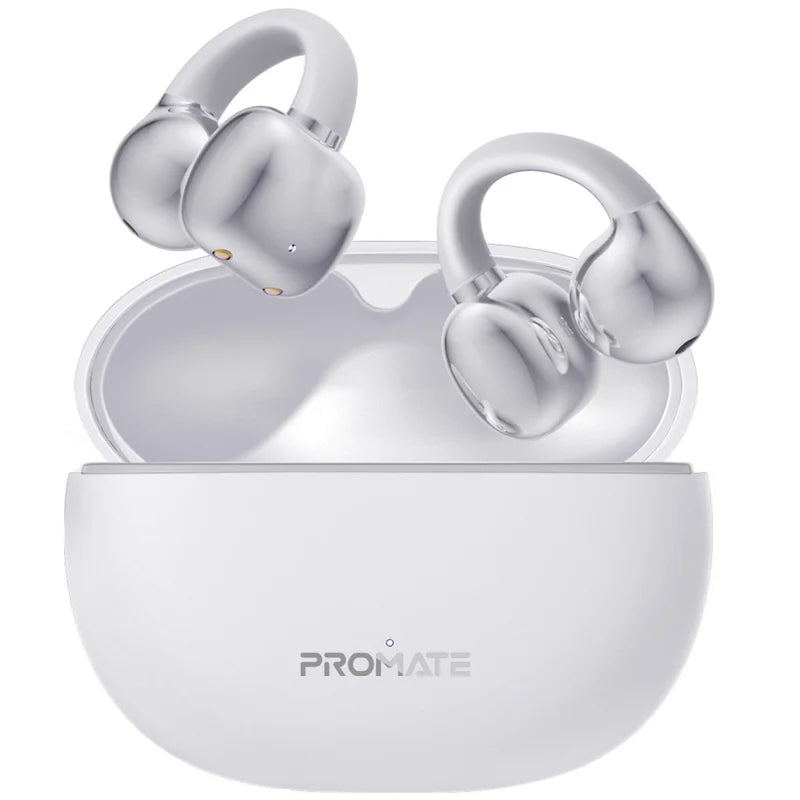 Promate AirClip White Open-Ear Clip-On TWS Earbuds Bluetooth 5.4 6959144066851