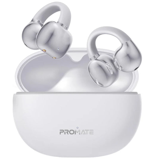 Promate AirClip White Open-Ear Clip-On TWS Earbuds Bluetooth 5.4 6959144066851