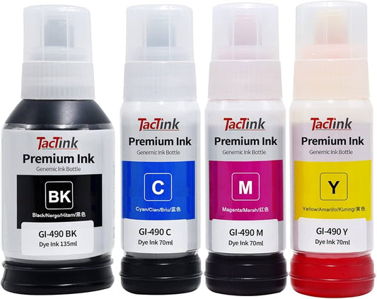 Canon GI-490 BK/C/M/Y Ink Bottles (GI-490) Original Ink Tank Refill Set