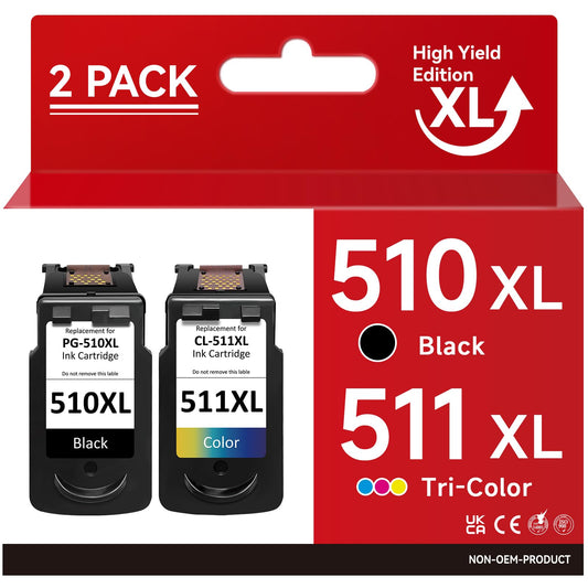 Canon PG-510 Black & CL-511 Color Ink Cartridges (PG-510/CL-511) Original Combo Pack
