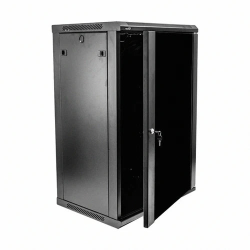 EUSSONET EU-EWM6618B 18U Wall Mount Network Rack Cabinet 600x600mm, Glass Front Door, Dual Fan, Shelf