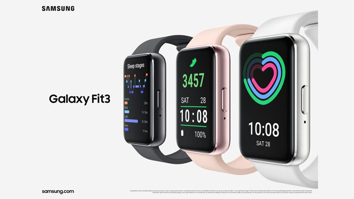 Samsung Galaxy Fit 3 Smart Fitness Band AMOLED Display Heart Rate Sleep Tracking Pink Gold Dark Gray Silver BMS Warranty