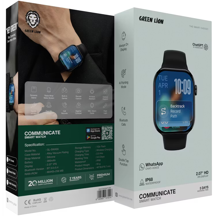 Green Lion Communicate Smartwatch – 2.07" HD AMOLED Display (Communicate)