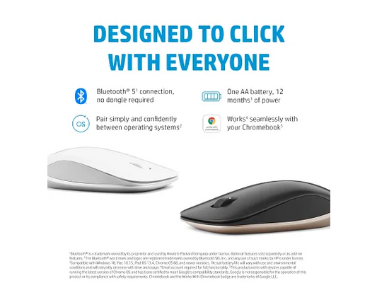 HP 410 Slim Silver Bluetooth Mouse