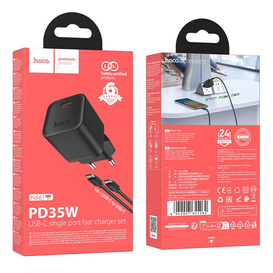 Hoco N66 PD35W USB-C Single Port Fast Charger Set