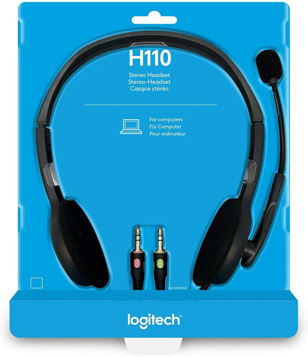 Logitech H110 Wired Headset Dual Jack with Microphone Noise-Reducing - Black