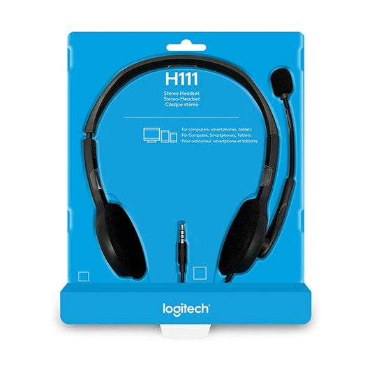 Logitech H111 Wired Headset One Jack with Microphone 3.5mm Universal - Black