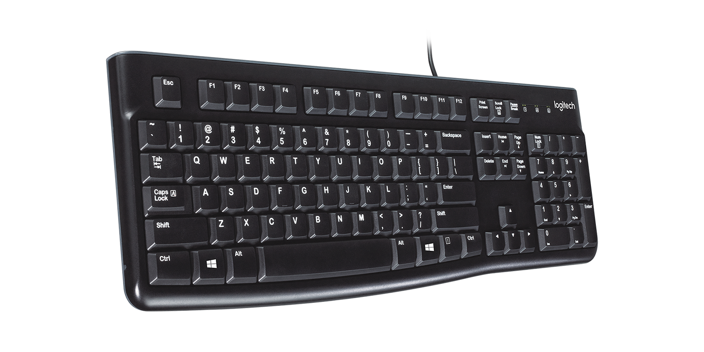 Logitech K120 Wired USB Keyboard Durable Spill-Resistant Full-Size