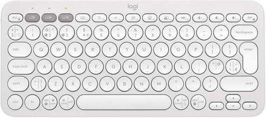 Logitech K380S Pebble Keys 2 Bluetooth Slim Keyboard Multi-Device Pairing - White (English)