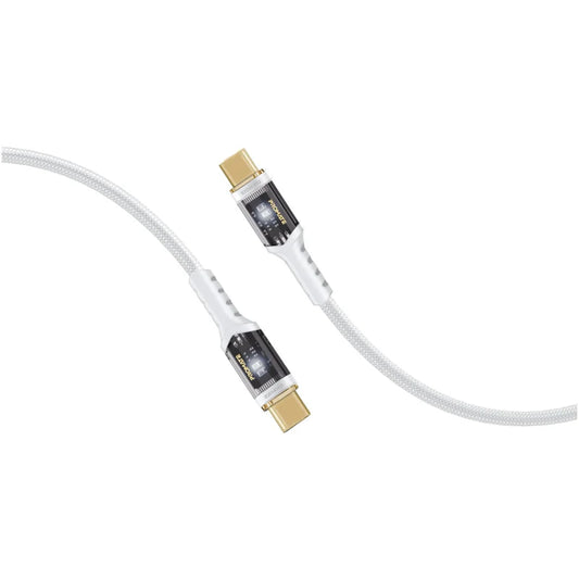 Promate LucidLine-CC120 White USB-C to USB-C 100W LED Fast Charging Cable LUCIDLINE-CC120.WHITE 6959144065663