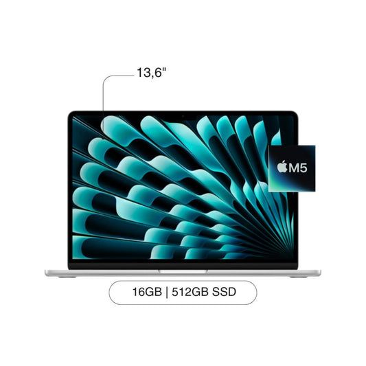 Apple MacBook Air 13.6" M5 10-Core 16GB RAM 512GB SSD Silver (MDH74LL/A)
