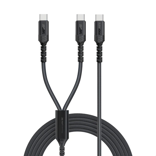 Promate PowerLink-3C Black 140W Dual USB-C Charging Cable POWERLINK-3C.BLACK 6959144068329