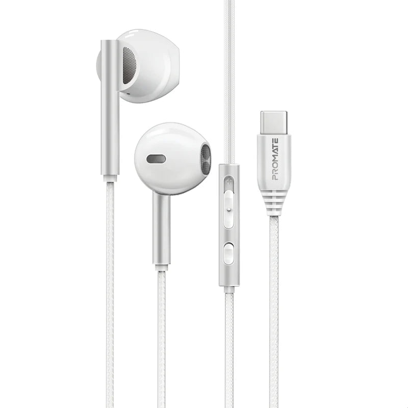 Promate Laxi-S White USB-C Wired Earphones LAXI-S.WHITE 6959144069074