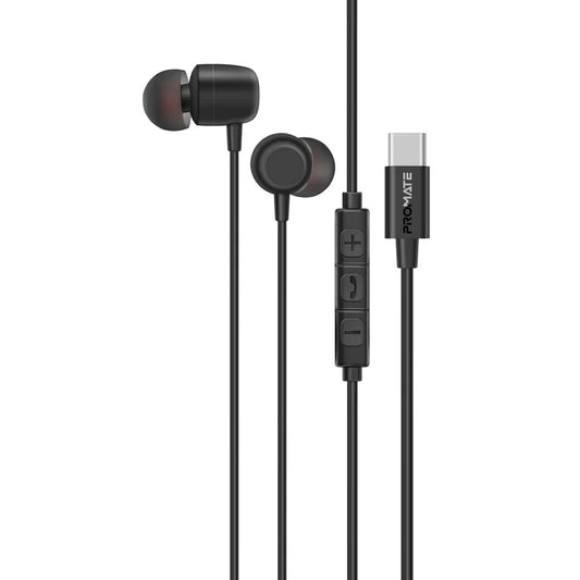 Promate Silken-ENC Black USB-C Wired ENC Earphones SILKEN-ENC.BLACK 6959144068305