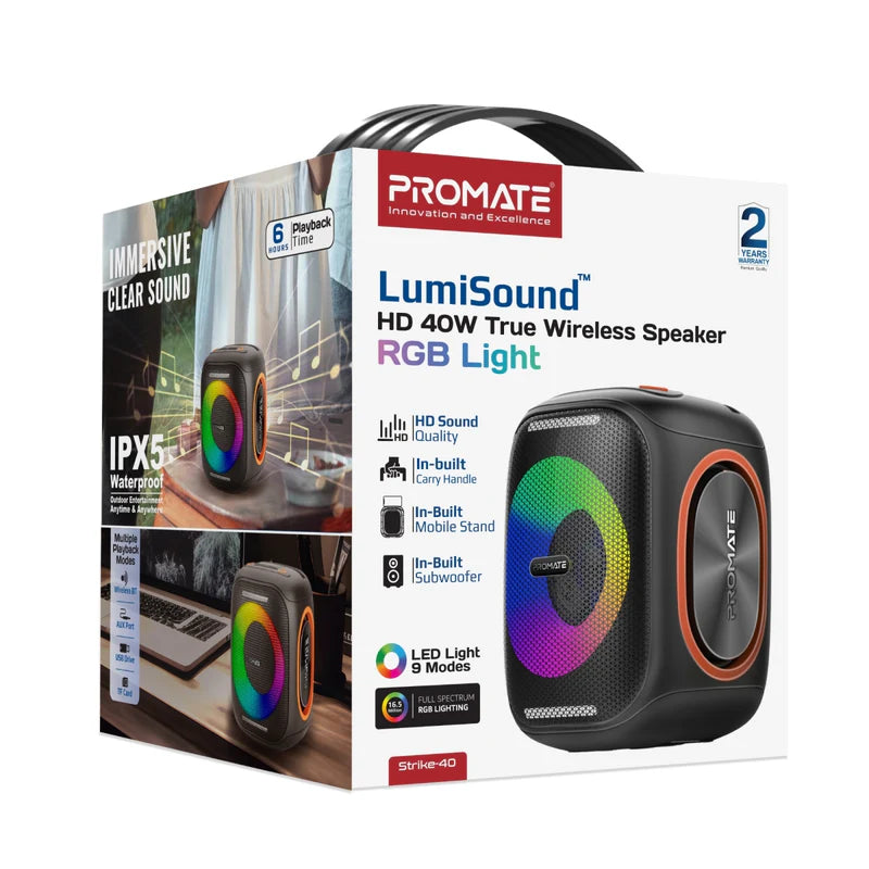 Promate Strike-40 Wireless Speaker 40W RGB 6959144066103