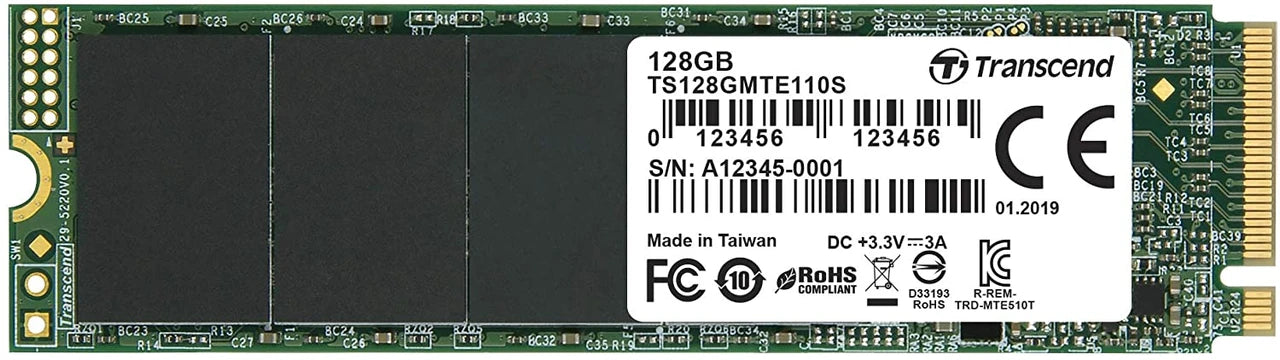 Transcend TS128GMTE110S 128GB M.2 2280 PCIe NVMe SSD Internal Solid State Drive