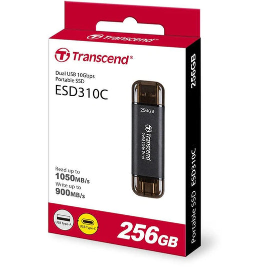 Transcend ESD310C TS256GESD310C 256GB USB-C & USB-A Portable NVMe SSD External Solid State Drive 1050MB/s