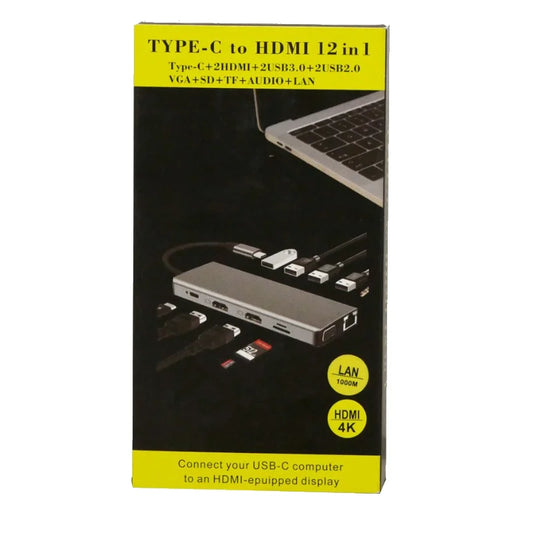 USB-C 12-in-1 Multiport Docking Station HDMI 4K LAN VGA USB Hub