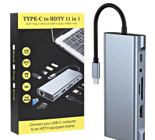 USB-C 11-in-1 Multiport Adapter HDMI 4K LAN RJ45 USB Hub