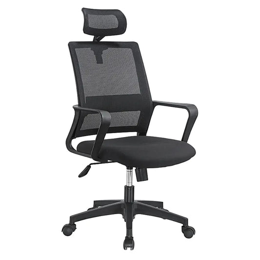 VALENCIA HS-116A High-Back Ergonomic Office Chair (HS-116A) – Black Mesh with Headrest & Lumbar Support