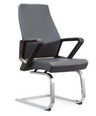 VALENCIA VL-DZY-C605 Visitor Chair Black Leather Solid Wood Frame