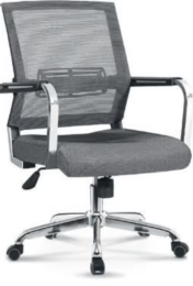VALENCIA VL DZY-B506 Mid-Back Ergonomic Office Chair (DZY-B506) – Grey Mesh with Adjustable Lumbar Support