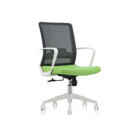 VALENCIA VL DZY-BQ504 Mid-Back Ergonomic Office Chair (DZY-BQ504) – Green/Black Mesh with Lumbar Support
