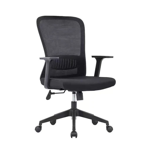 VALENCIA VL XG-109B Mid-Back Office Chair (XG-109B NEW) – Black Mesh with Fabric Seat