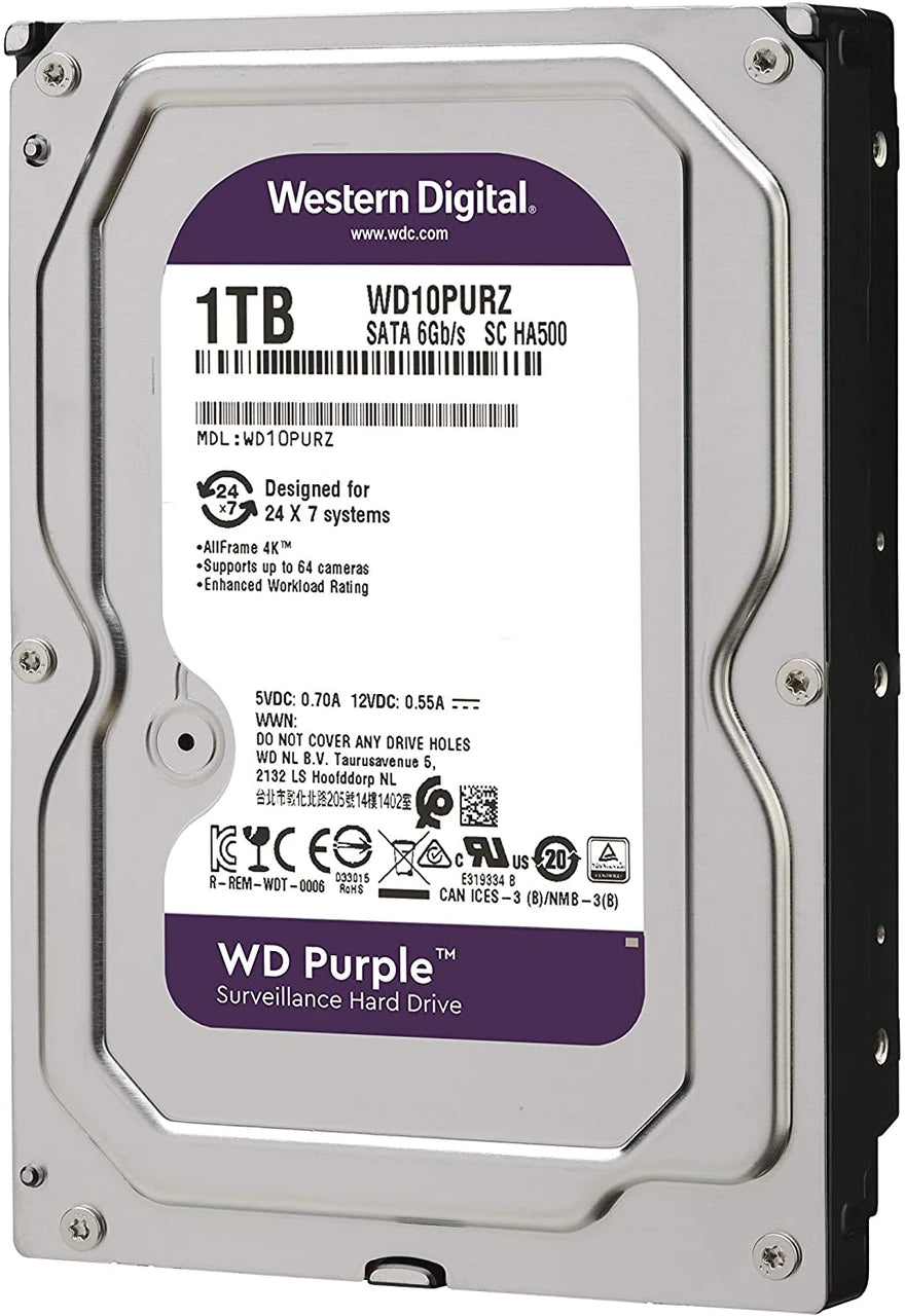 Western Digital Purple WD10PURZ 1TB 3.5" SATA Surveillance HDD 5400RPM 64MB Cache