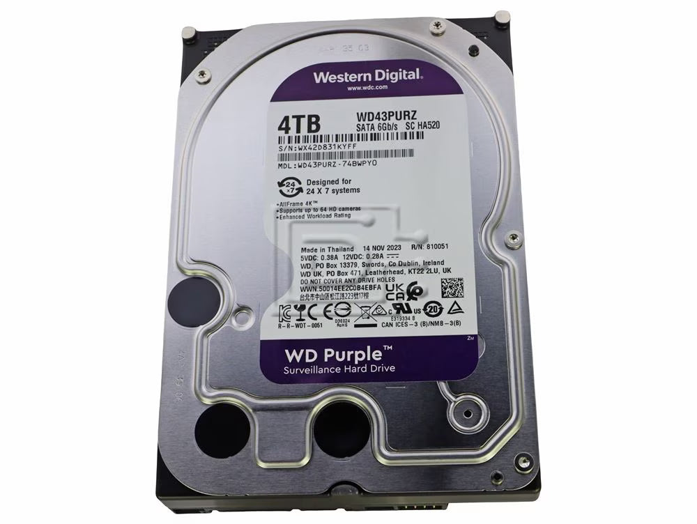 Western Digital Purple WD43PURZ 4TB 3.5" SATA Surveillance HDD 5400RPM 256MB Cache